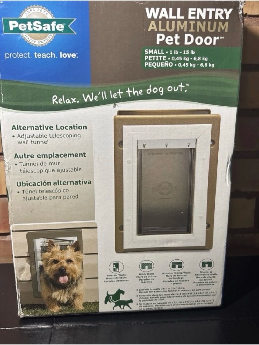 NEW PetSafe Wall Entry Aluminum Pet Door Small Dog 1lb - 15lb